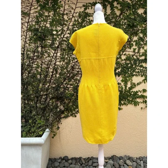 1980's Christian Alta Moda New York canary yellow sleeveless sheath dress